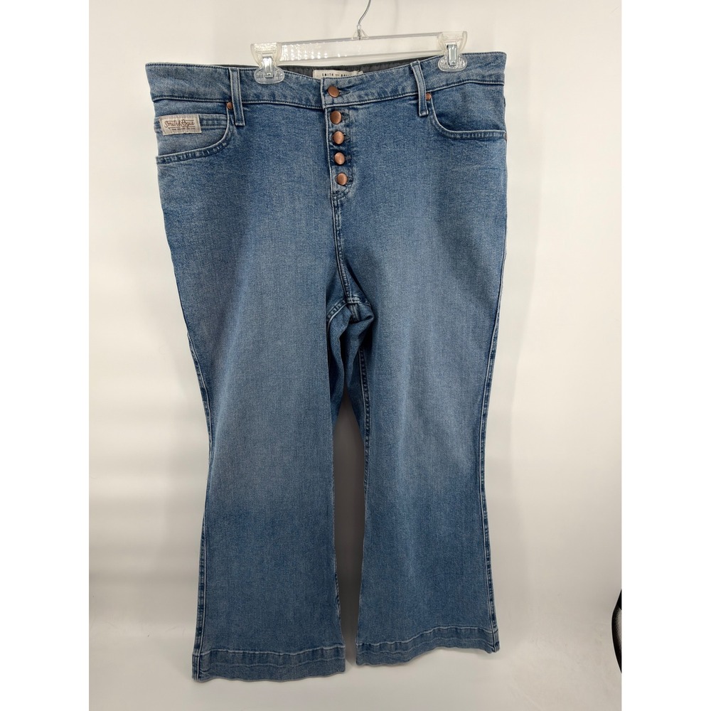 Smith + Rogue No. 74‎ High Rise Bootcut Trouser Jeans 36x32 Blue Button Fly